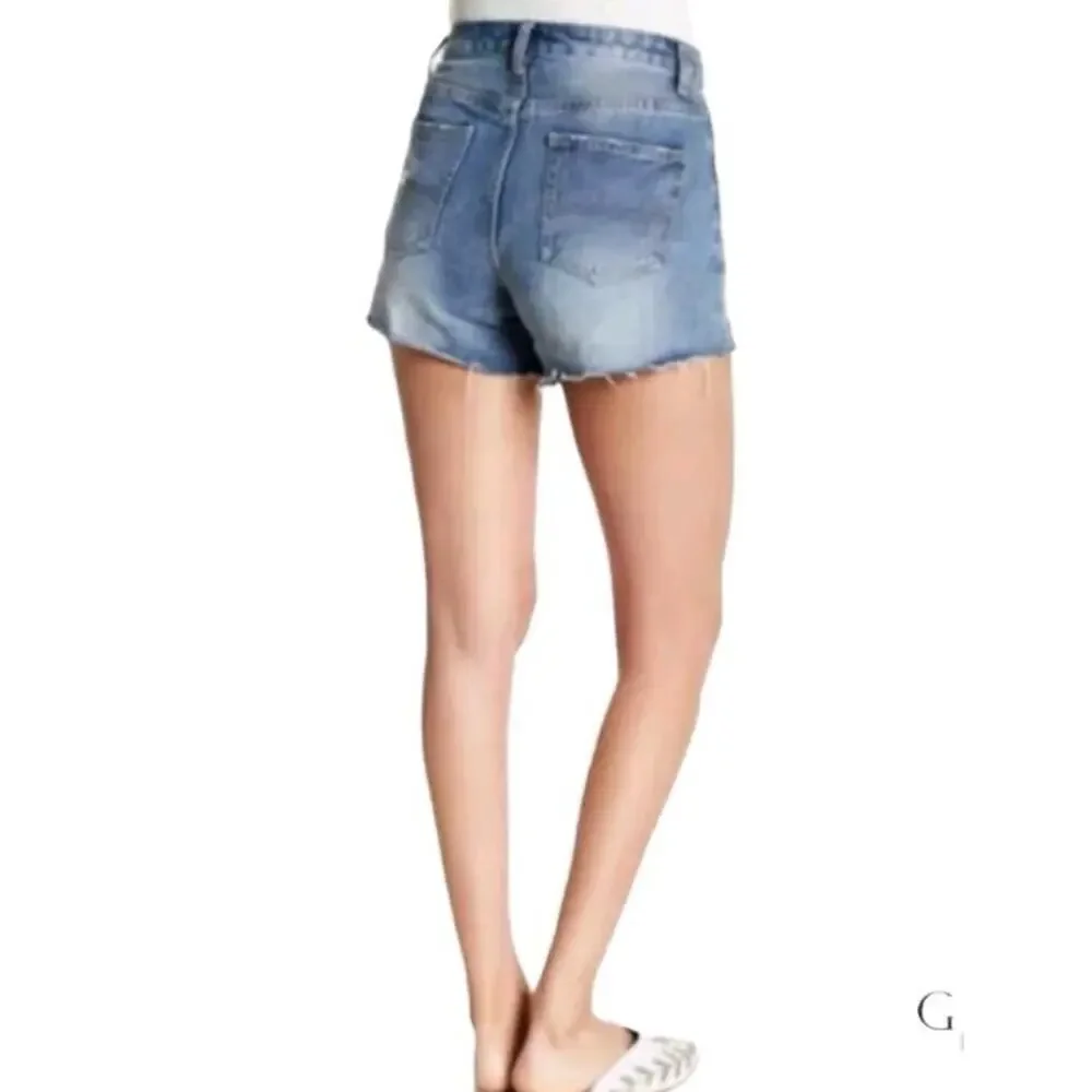 Gracia Women Distressed Denim Shorts Blue Size Large A000497